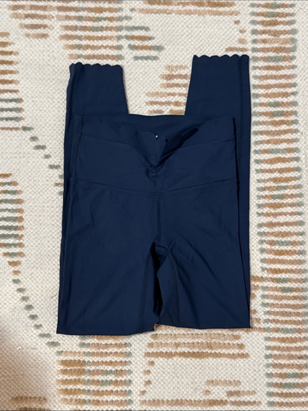JoyLab Navy Scallop-Trim Kids Leggings
